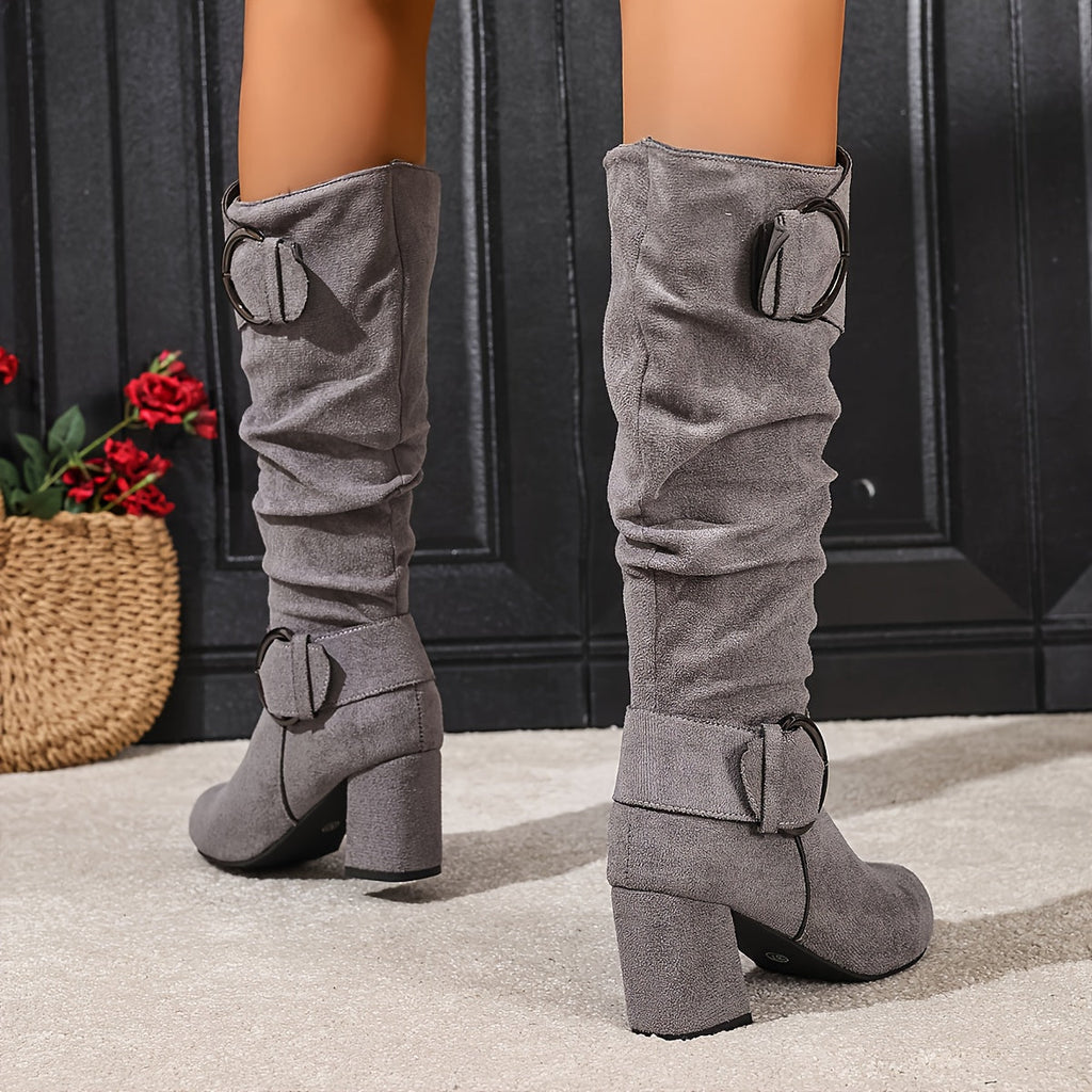 Hedvig | Women's Knee High Slouchy Block Heel Boots oaklynwear