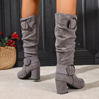 Hedvig | Women's Knee High Slouchy Block Heel Boots oaklynwear