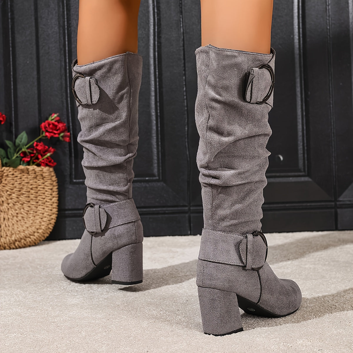Hedvig | Women's Knee High Slouchy Block Heel Boots oaklynwear