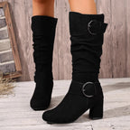 Hedvig | Women's Knee High Slouchy Block Heel Boots oaklynwear