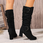 Hedvig | Women's Knee High Slouchy Block Heel Boots oaklynwear