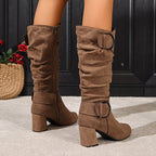 Hedvig | Women's Knee High Slouchy Block Heel Boots oaklynwear