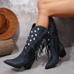 Beverley | Women's Wide Calf Western Fringe Cowboy Boots oaklynwear
