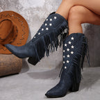 Beverley | Women's Wide Calf Western Fringe Cowboy Boots oaklynwear