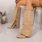 Talitha | Women's Knee High Suede-Look Block Heel Boots oaklynwear