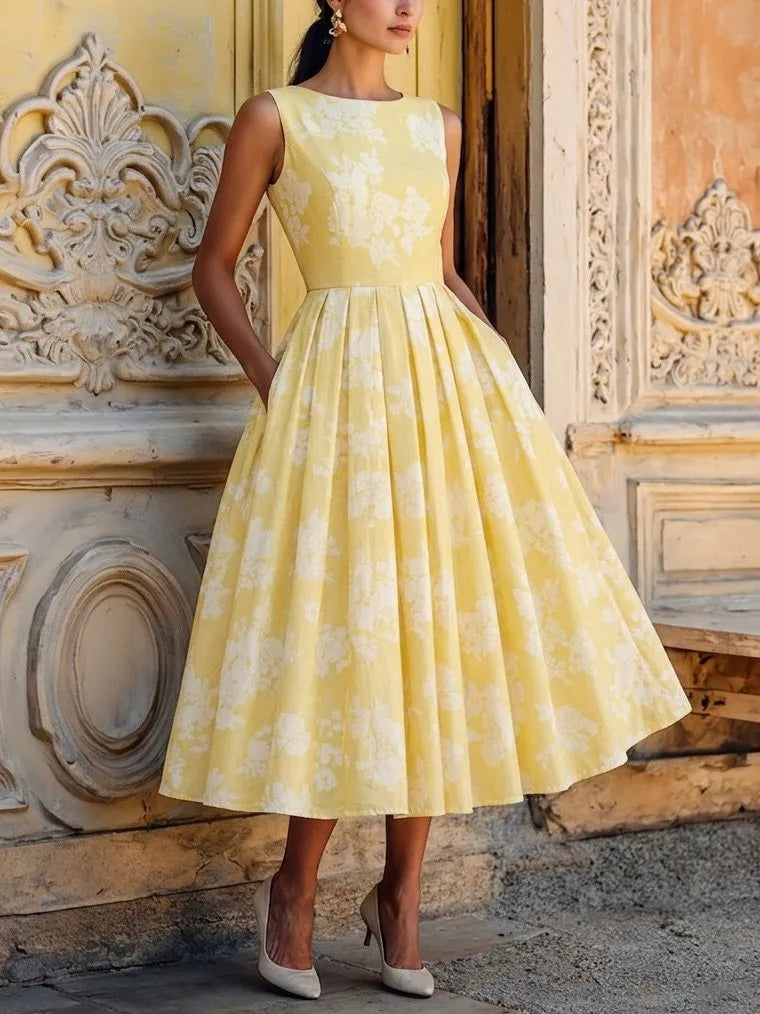 Rosanna | Women's Floral Linen Midi Dress oaklynwear