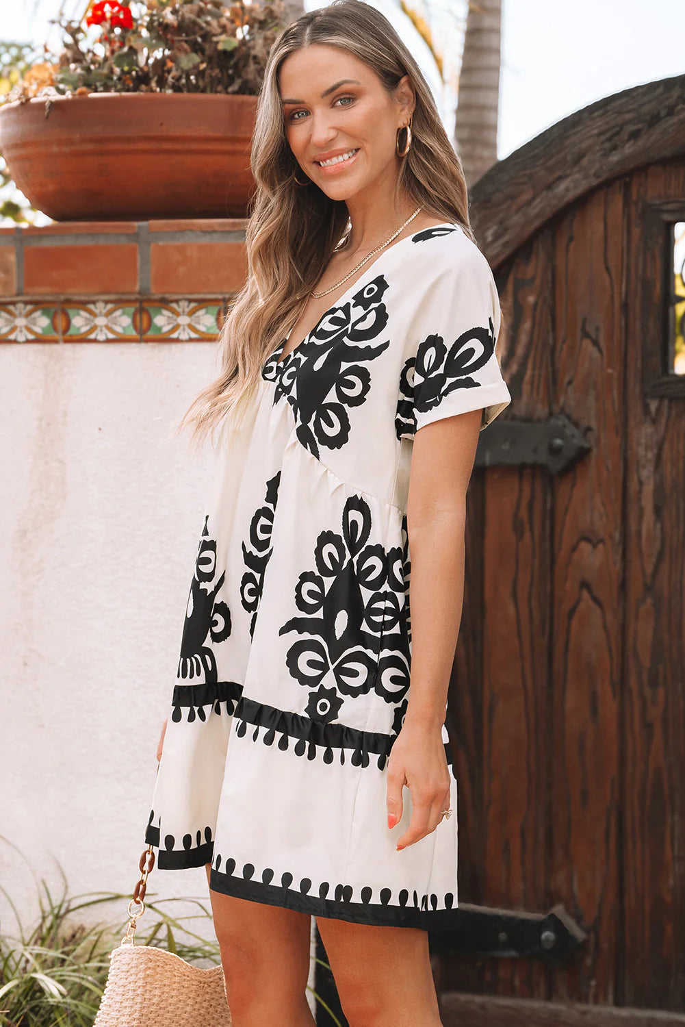 Willa | Vintage Print Boho Mini Dress oaklynwear