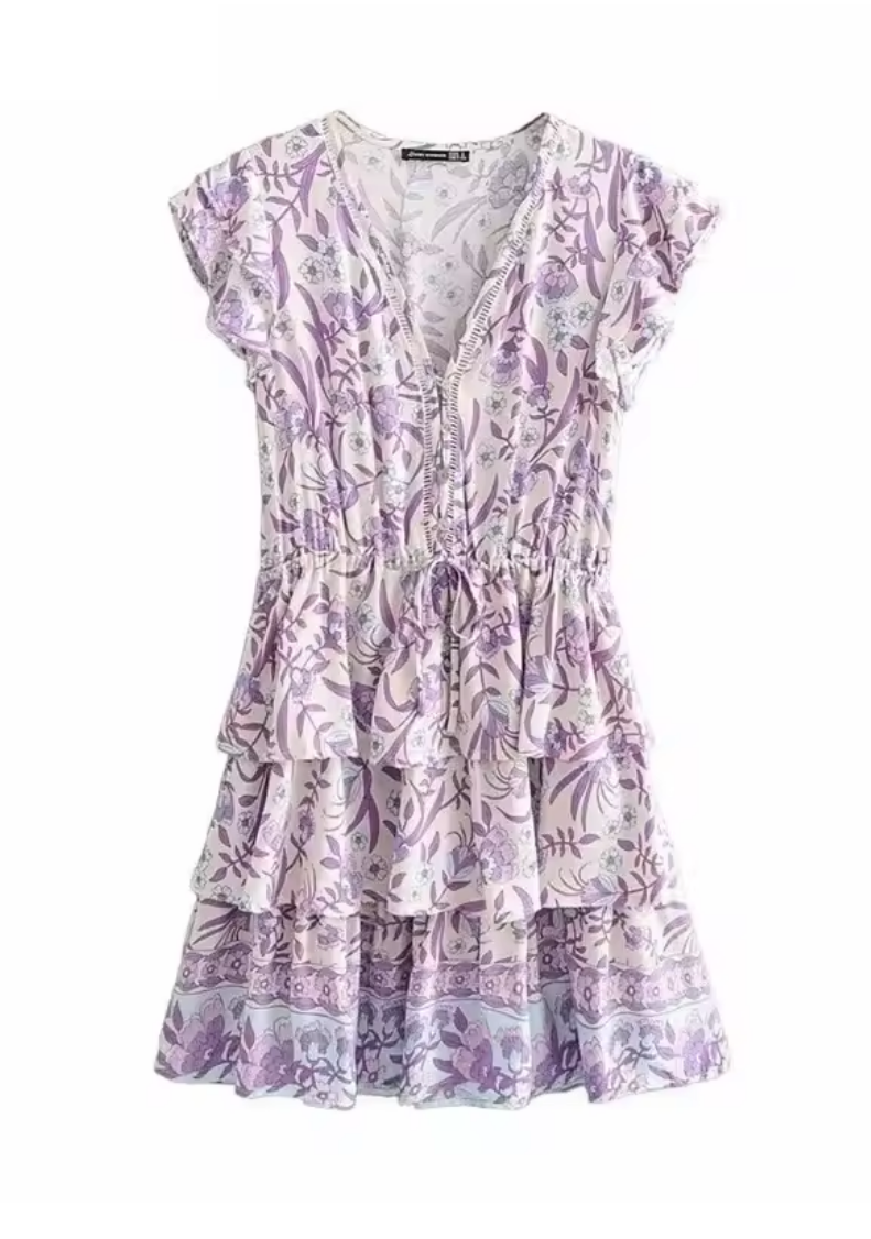 Boho Mini Dress Lilac oaklynwear