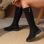 Halcyon | Women's Knee High Boots with Gold Button Detail oaklynwear
