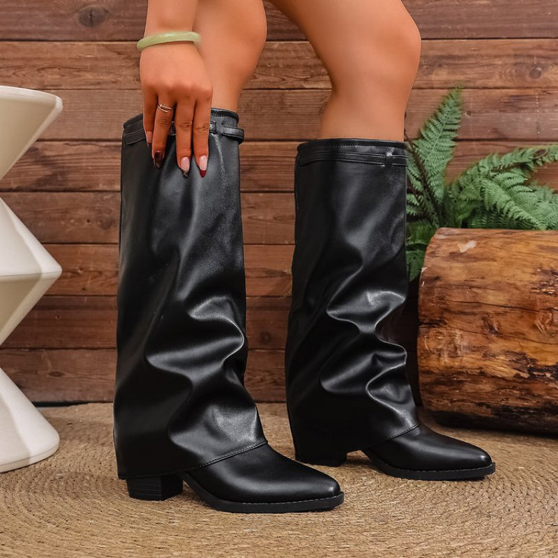 Odette | Women's Knee-High Slouch Boots Pointed Toe oaklynwear