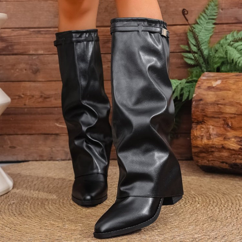 Odette | Women's Knee-High Slouch Boots Pointed Toe oaklynwear