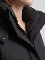 Oversized hooded puffer jacket for women with quilted channels and toggle hem - view 5