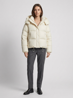 Oversized hooded puffer jacket for women with quilted channels and toggle hem - view 9
