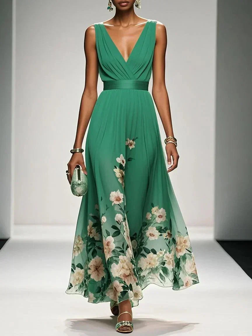 Madison | Floral Border Chiffon Maxi Dress oaklynwear