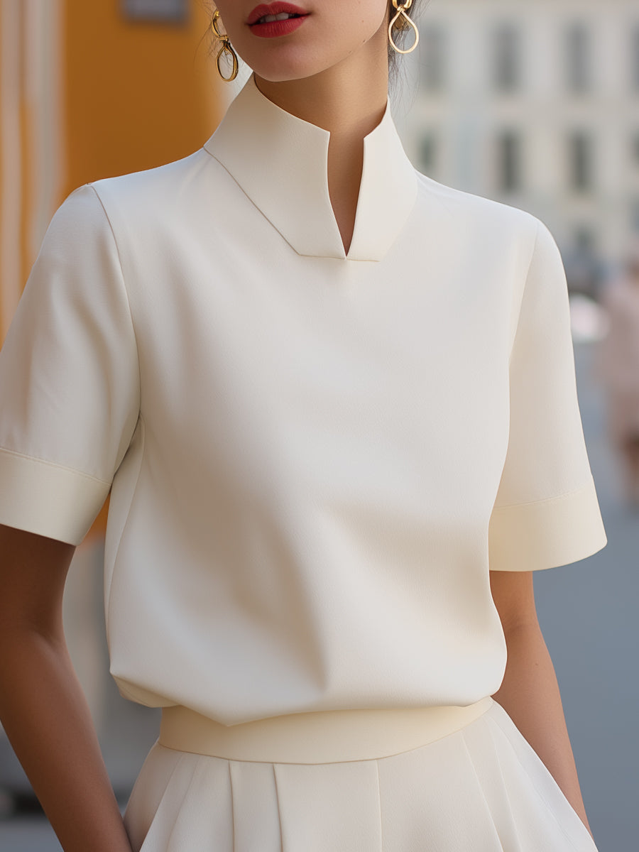 Vera | Stand Collar Structured Blouse oaklynwear