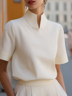Vera | Stand Collar Structured Blouse oaklynwear