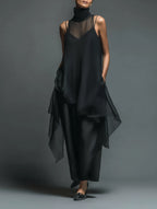 Diana | Women's Minimalist Imitation Acetate Slip Dress Paired With A Chiffon Overlay Maxi Dress oaklynwear