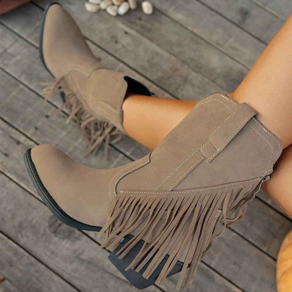 Calista | Women's Wide Calf Western Fringe Cowboy Boots oaklynwear