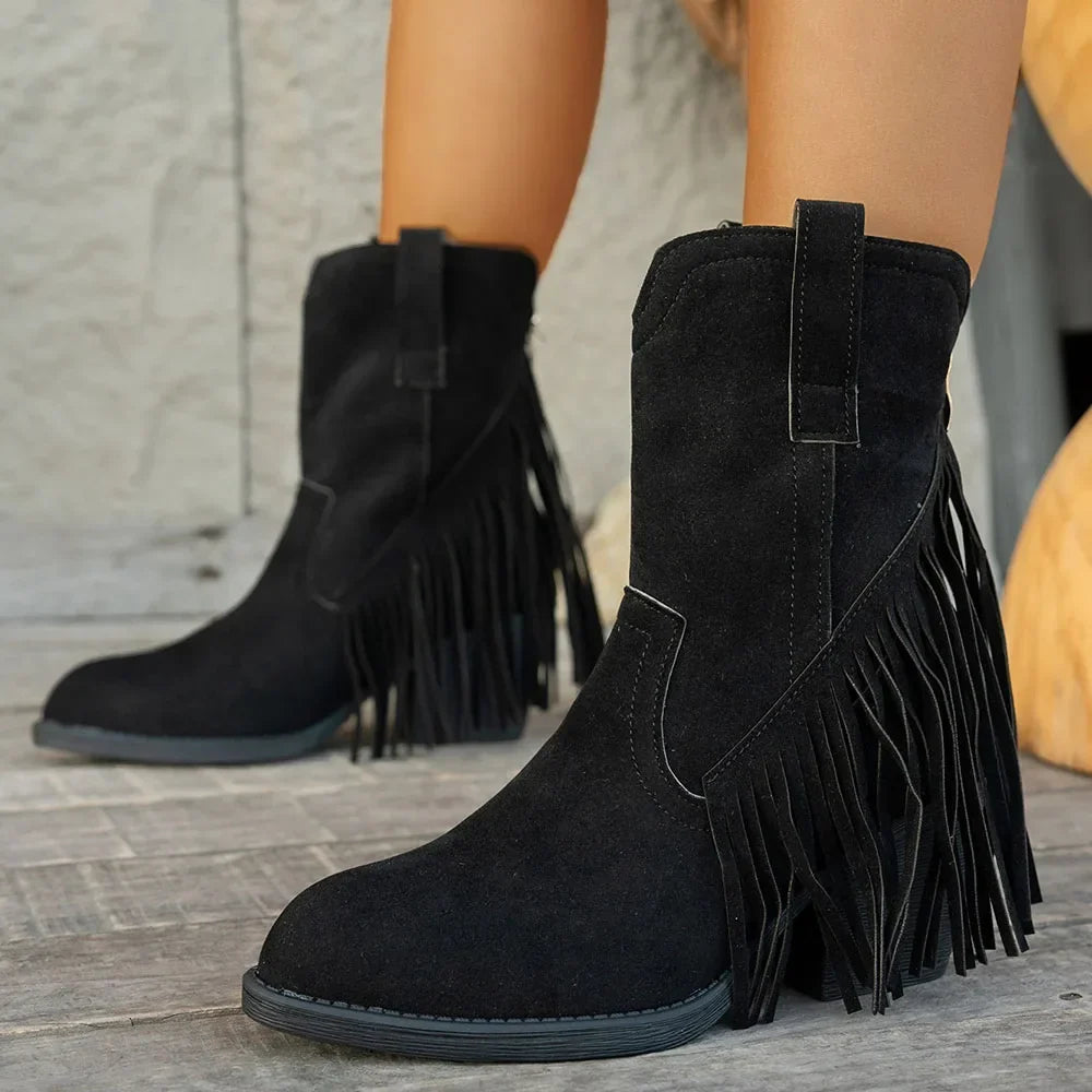 Calista | Women's Wide Calf Western Fringe Cowboy Boots oaklynwear