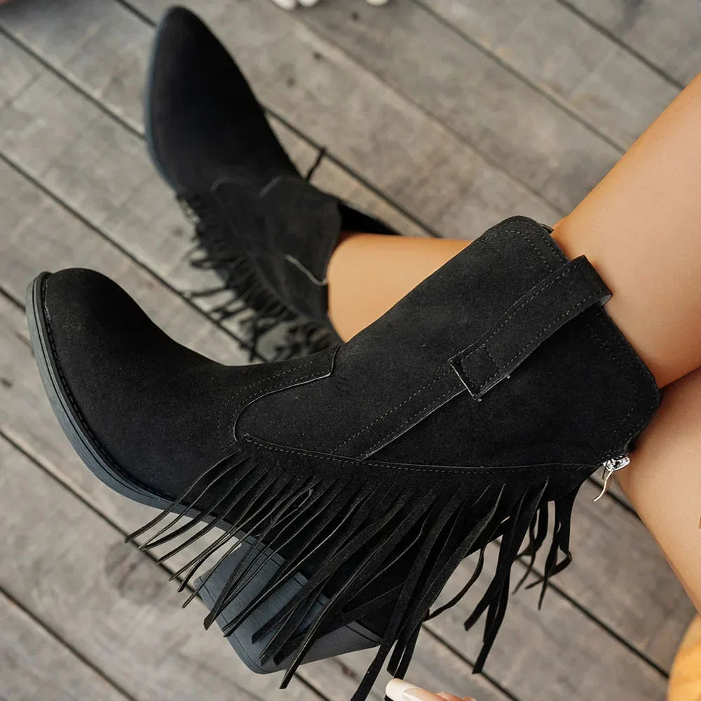 Calista | Women's Wide Calf Western Fringe Cowboy Boots oaklynwear