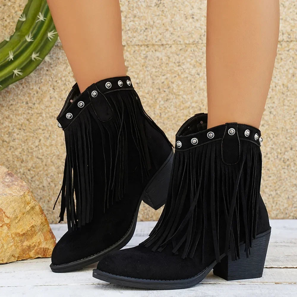 Calista | Women's Wide Calf Western Fringe Cowboy Boots oaklynwear