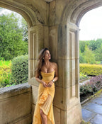 Ruched mesh maxi dress with sweetheart neckline, spaghetti straps and cascading front ruffle split hem - view 7