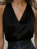 Deep V-neck Satin Camisole oaklynwear