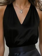 Deep V-neck Satin Camisole oaklynwear