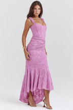 Corset bodycon maxi dress with ruched waist and mermaid high-low hem - view 6