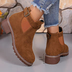 Women's suede-look Chelsea ankle boots with buckle strap and lug sole block heel - view 14