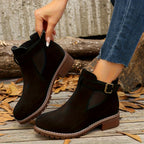 Women's suede-look Chelsea ankle boots with buckle strap and lug sole block heel - view 2