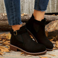 Women's suede-look Chelsea ankle boots with buckle strap and lug sole block heel - view 4