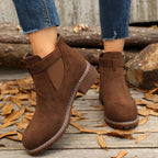 Women's suede-look Chelsea ankle boots with buckle strap and lug sole block heel - view 8