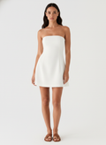 Women's White Strapless Mini Dress – Elegant Bodycon Party Dress oaklynwear