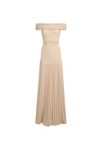 Cream off shoulder pleated maxi dress with ruched foldover neckline and drop waist - view 17