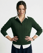 Ellie | Button-Up Cable Knit Sweater with Stand Collar, Cozy Winter Pullover oaklynwear
