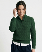Ellie | Button-Up Cable Knit Sweater with Stand Collar, Cozy Winter Pullover oaklynwear