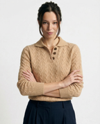 Ellie | Button-Up Cable Knit Sweater with Stand Collar, Cozy Winter Pullover oaklynwear