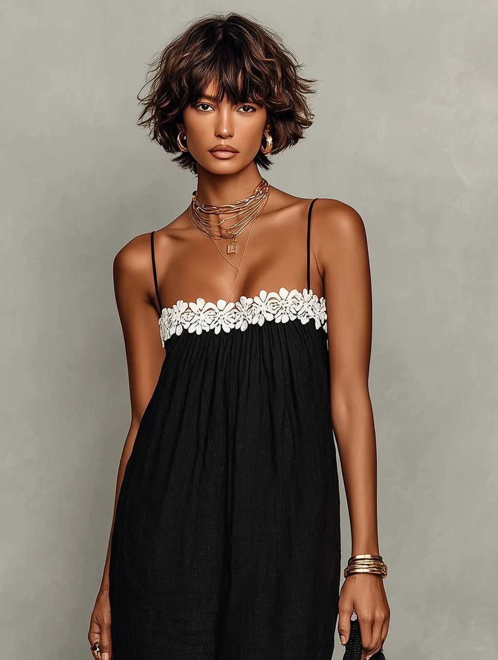 Vivienne | Women's Minimalist Linen-Blend Lace-Paneled Strapless oaklynwear