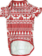 Red and white fair isle family Christmas pajamas with reindeer, tree and snowflake print - view 12
