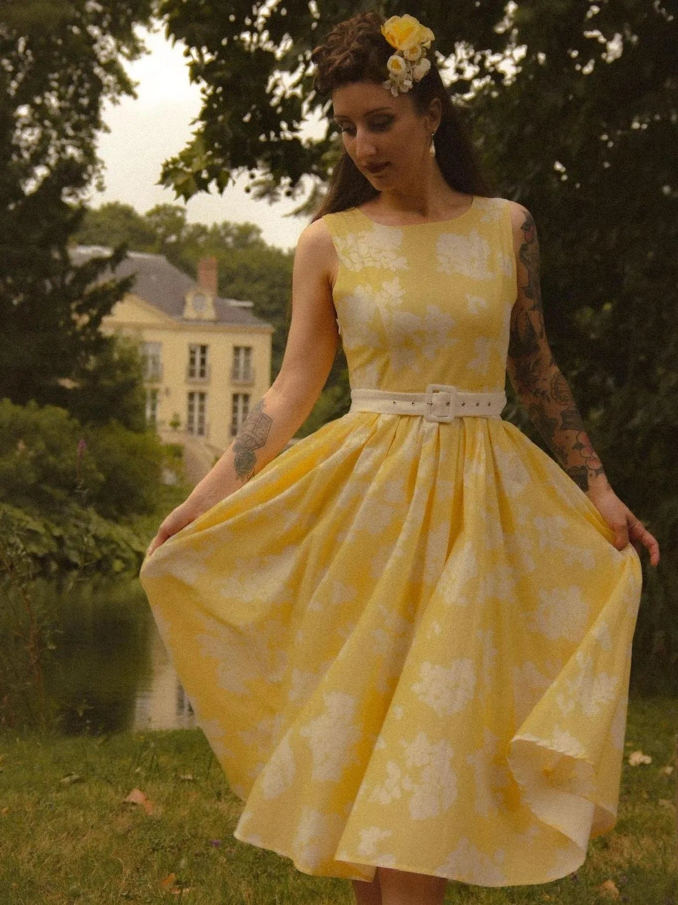 Rosanna | Women's Floral Linen Midi Dress oaklynwear