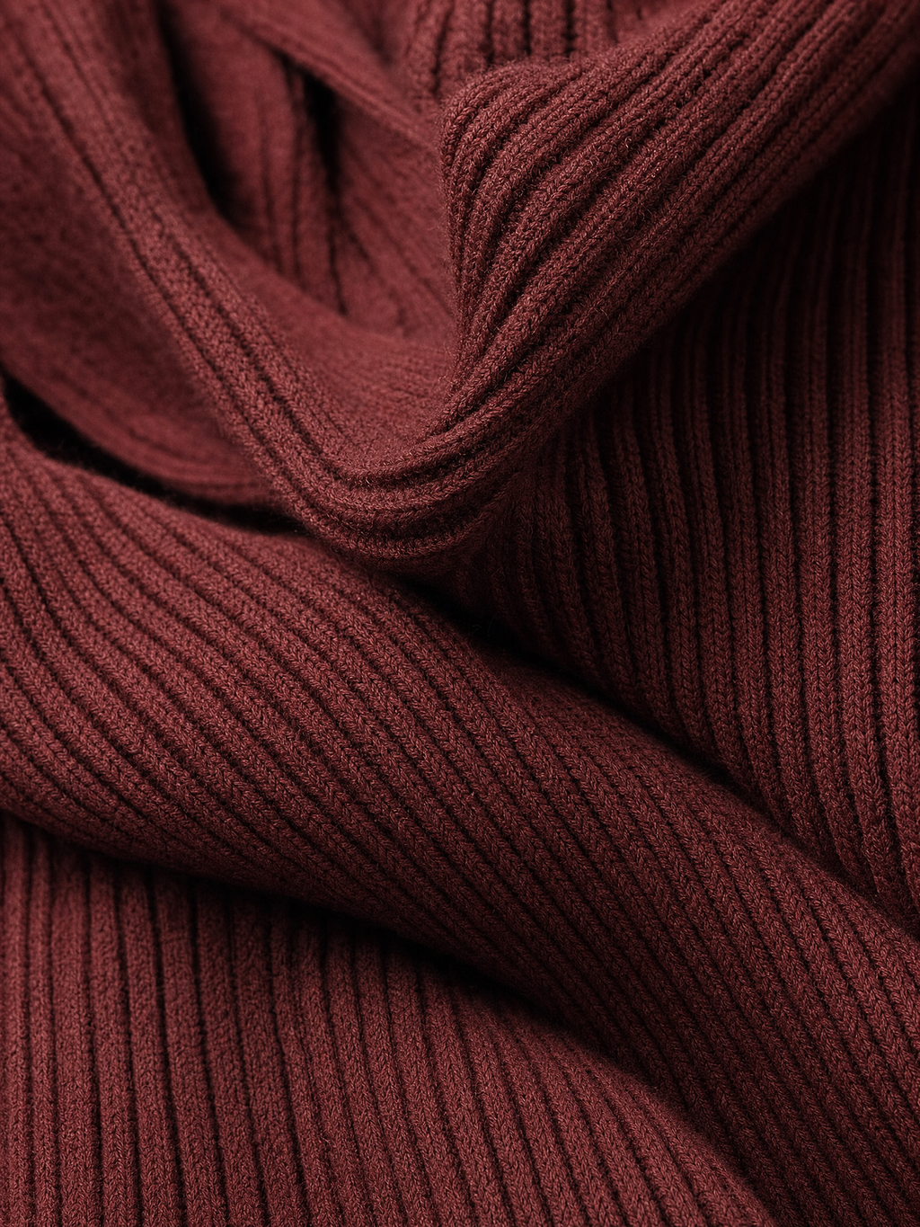 Ribbed knit long sleeve midi dress with half-turtleneck V-neck collar - view 13