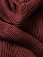 Ribbed knit long sleeve midi dress with half-turtleneck V-neck collar - view 13