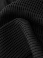 Ribbed knit long sleeve midi dress with half-turtleneck V-neck collar - view 15