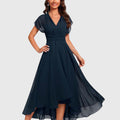 Delia | Women's V-Neck Wrap Midi Dress oaklynwear