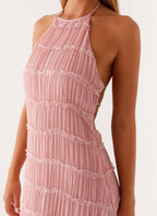 Delphine halter maxi dress with pleated ruffle texture and open back - view 10