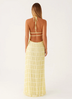Delphine halter maxi dress with pleated ruffle texture and open back - view 13