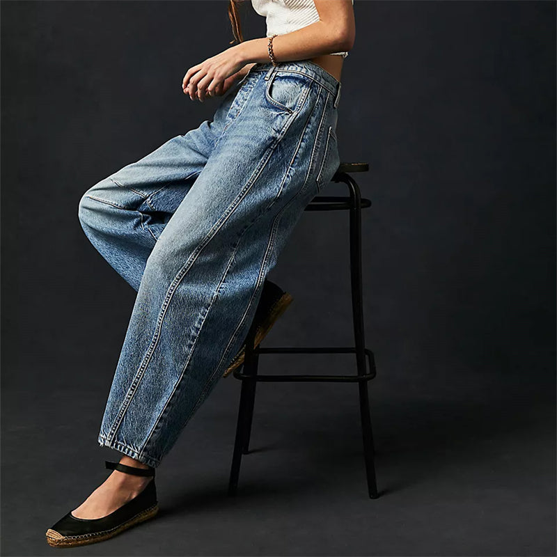 Barrel | Women's High Waist Barrel Leg Jeans Relaxed Fit Denim oaklynwear