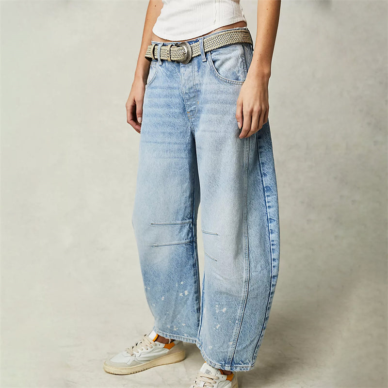 Barrel | Women's High Waist Barrel Leg Jeans Relaxed Fit Denim oaklynwear