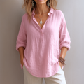 Diane | Linen Shirt with Button Neck and Long Sleeves oaklynwear